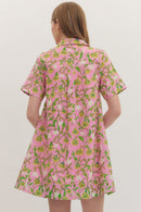Botanical Button-Up Mini Dress