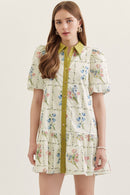 Contrast Collar Floral Mini Dress