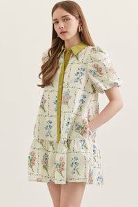 Contrast Collar Floral Mini Dress