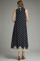 Lace Detailed Polka Dot Maxi Dress