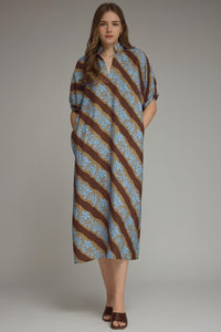 Diagonal Floral Midi Dress