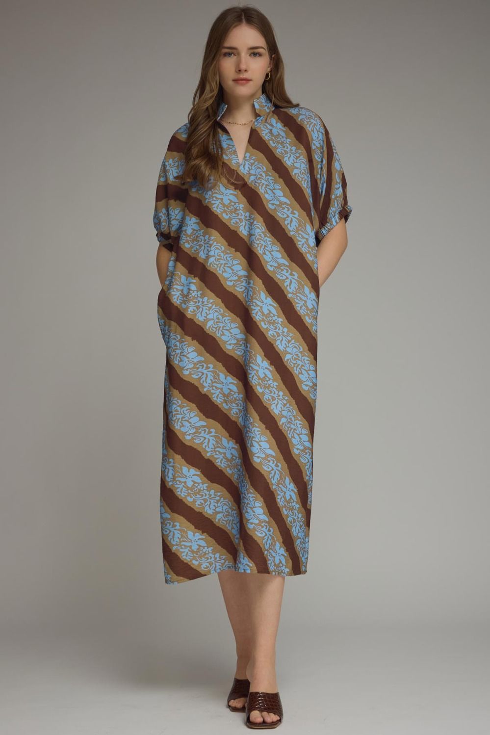Diagonal Floral Midi Dress