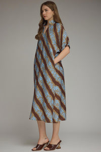 Diagonal Floral Midi Dress