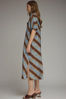 Diagonal Floral Midi Dress