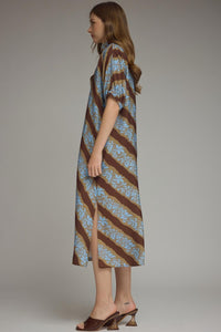 Diagonal Floral Midi Dress