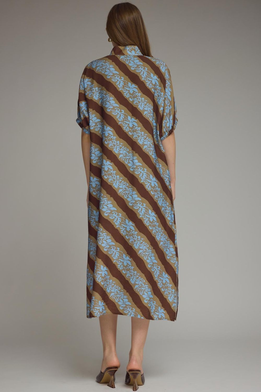 Diagonal Floral Midi Dress