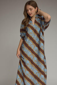 Diagonal Floral Midi Dress