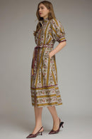 Floral Stripe Print Midi Dress