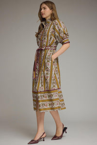 Floral Stripe Print Midi Dress
