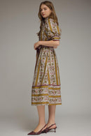 Floral Stripe Print Midi Dress