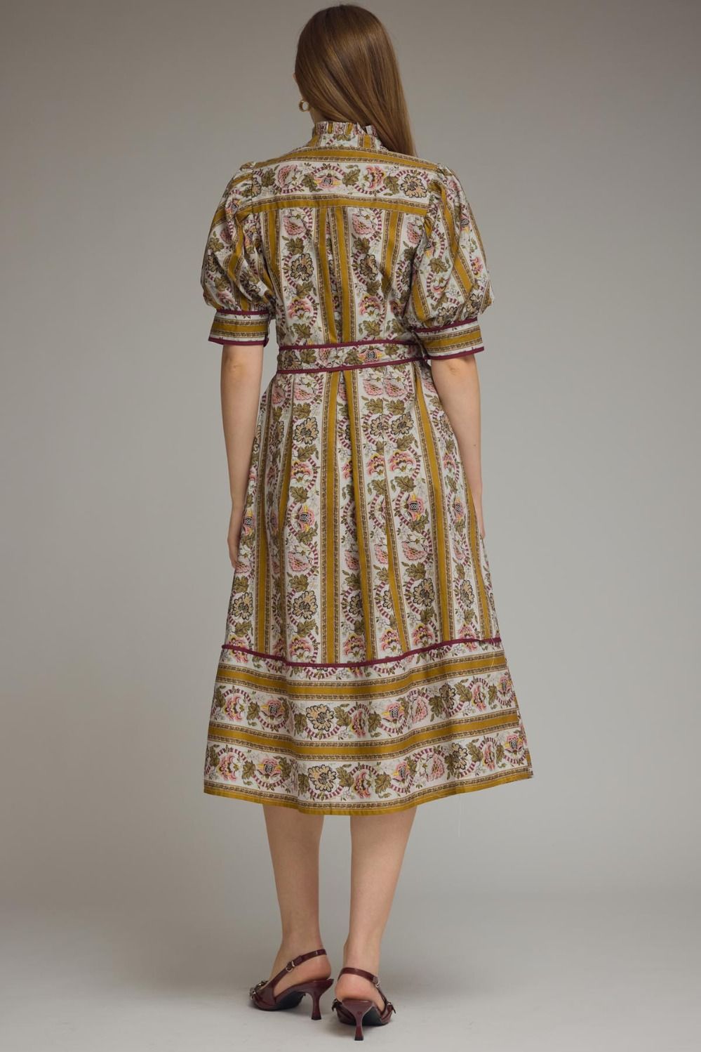 Floral Stripe Print Midi Dress