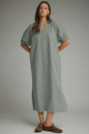 Green Plaid Midi Dress