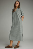 Green Plaid Midi Dress