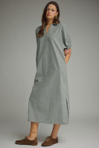 Green Plaid Midi Dress