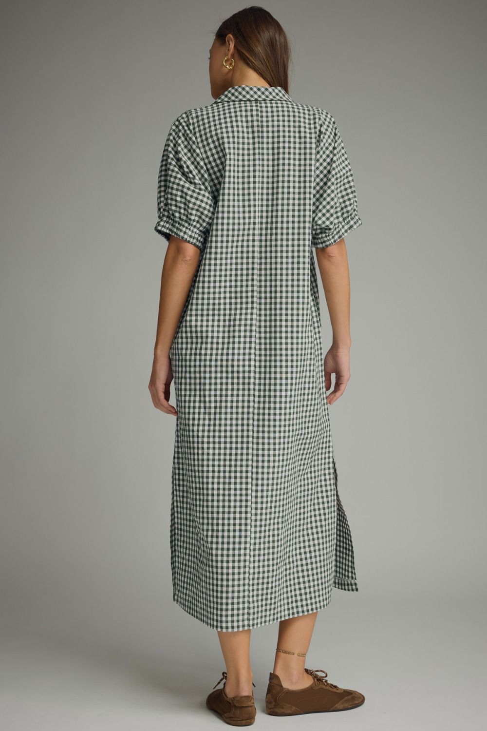 Green Plaid Midi Dress