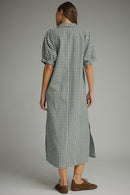 Green Plaid Midi Dress