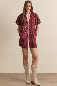 Contrast Binding Polka Dot Dress