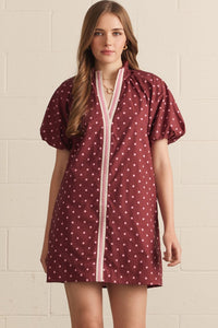 Contrast Binding Polka Dot Dress