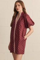 Contrast Binding Polka Dot Dress