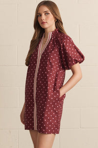 Contrast Binding Polka Dot Dress