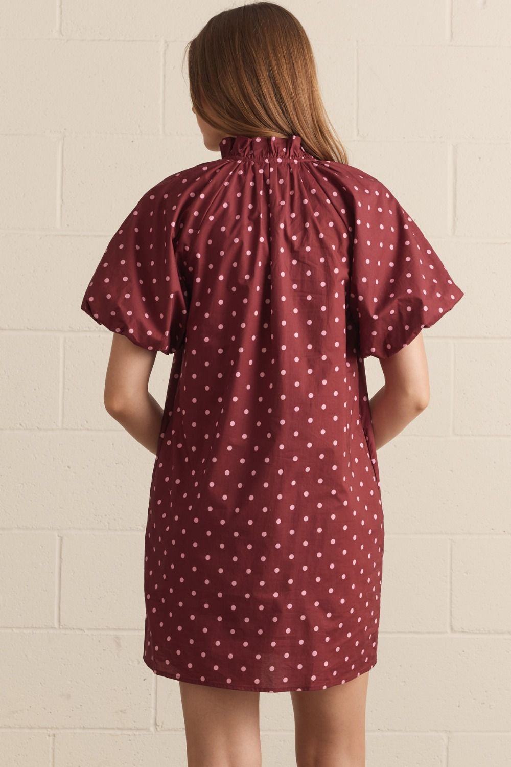 Contrast Binding Polka Dot Dress