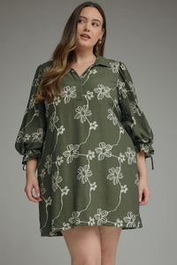 Floral Printed Balloon Sleeve Mini Dress