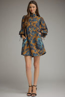 Floral Mock Neck Mini Dress