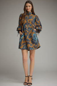 Floral Mock Neck Mini Dress