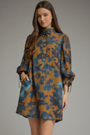 Floral Mock Neck Mini Dress