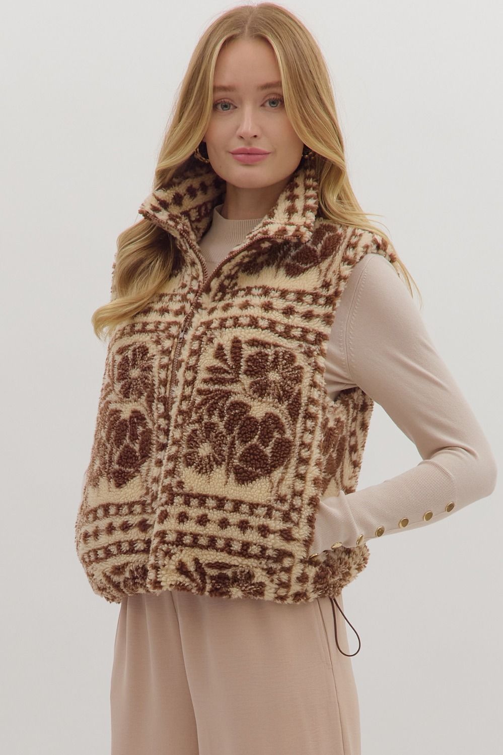 Floral Sherpa Vest