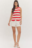 Red Stripe Knit Vest