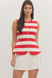 Red Stripe Knit Vest
