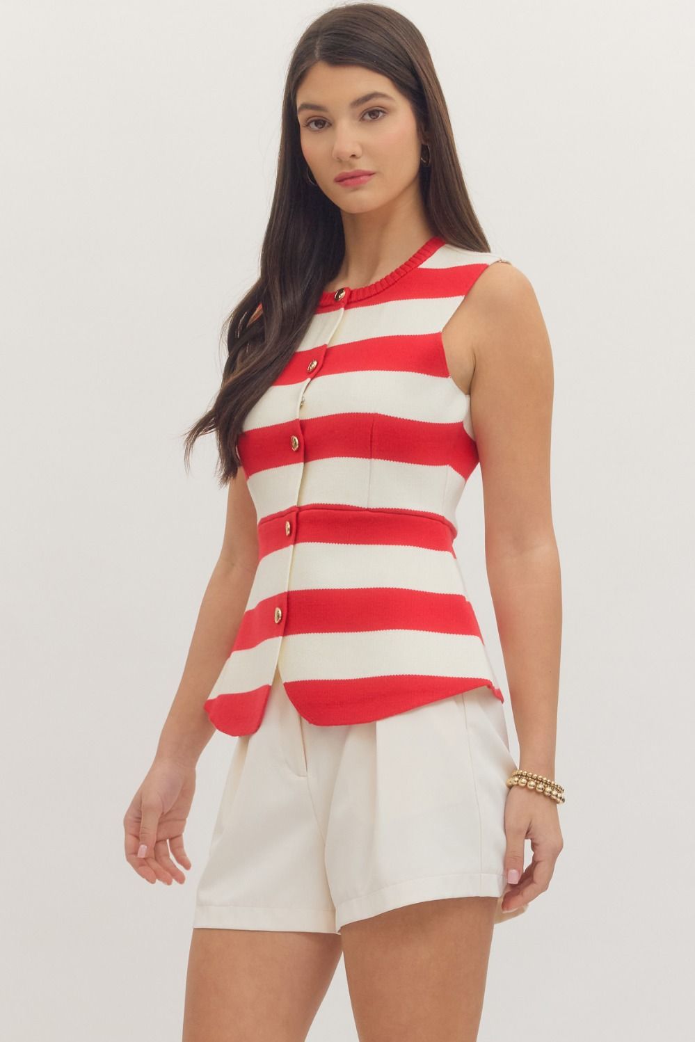 Red Stripe Knit Vest