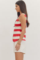 Red Stripe Knit Vest
