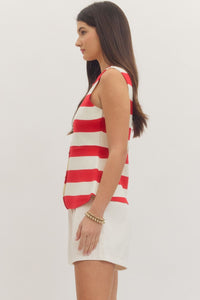 Red Stripe Knit Vest