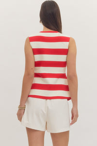 Red Stripe Knit Vest