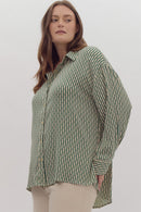 Green Striped Button-Down