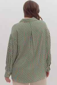 Green Striped Button-Down