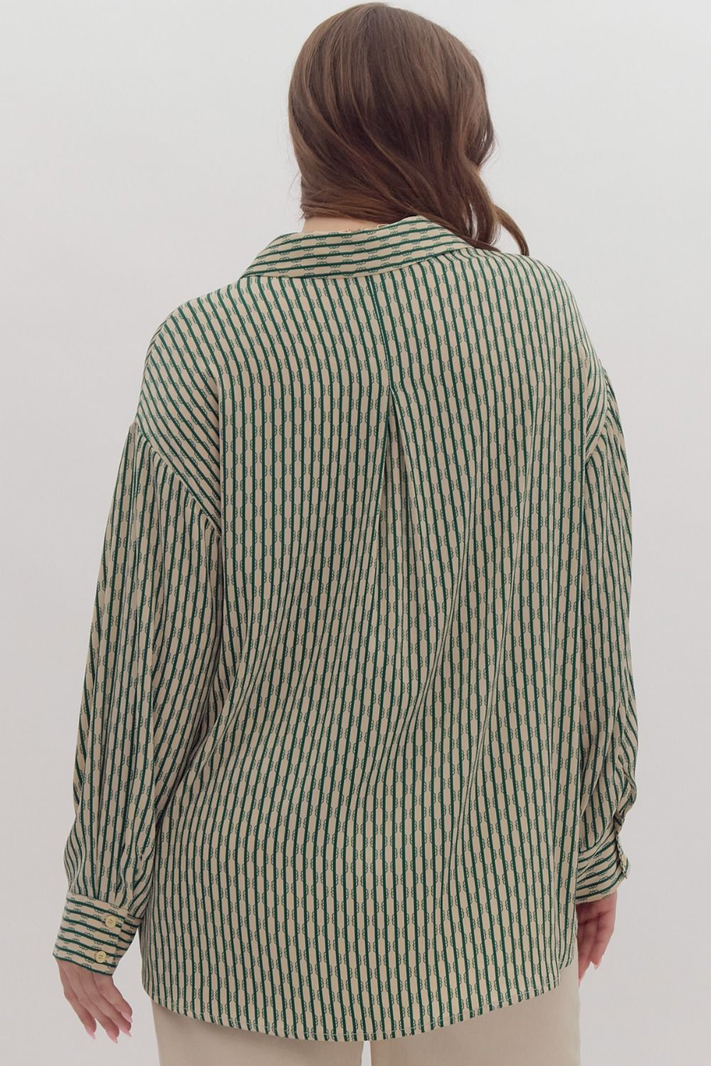 Green Striped Button-Down