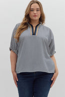 Navy Striped Dolman Top