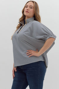 Navy Striped Dolman Top
