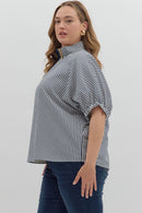 Navy Striped Dolman Top