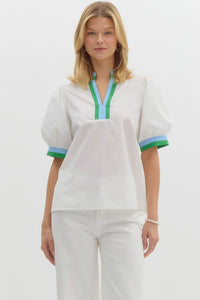 Multi Striped V-Neck Top