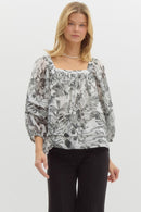 Tropical Square Neck Blouse