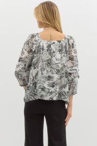 Tropical Square Neck Blouse