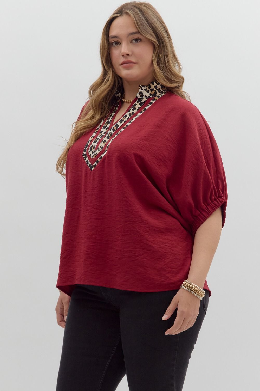 Leopard Detail Dolman Top