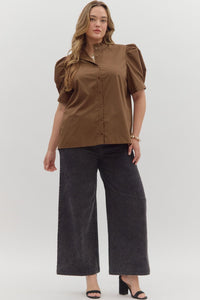 Puff Sleeve Solid Blouse