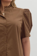 Puff Sleeve Solid Blouse