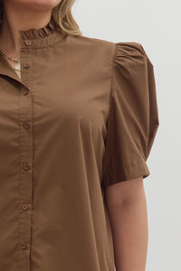 Puff Sleeve Solid Blouse
