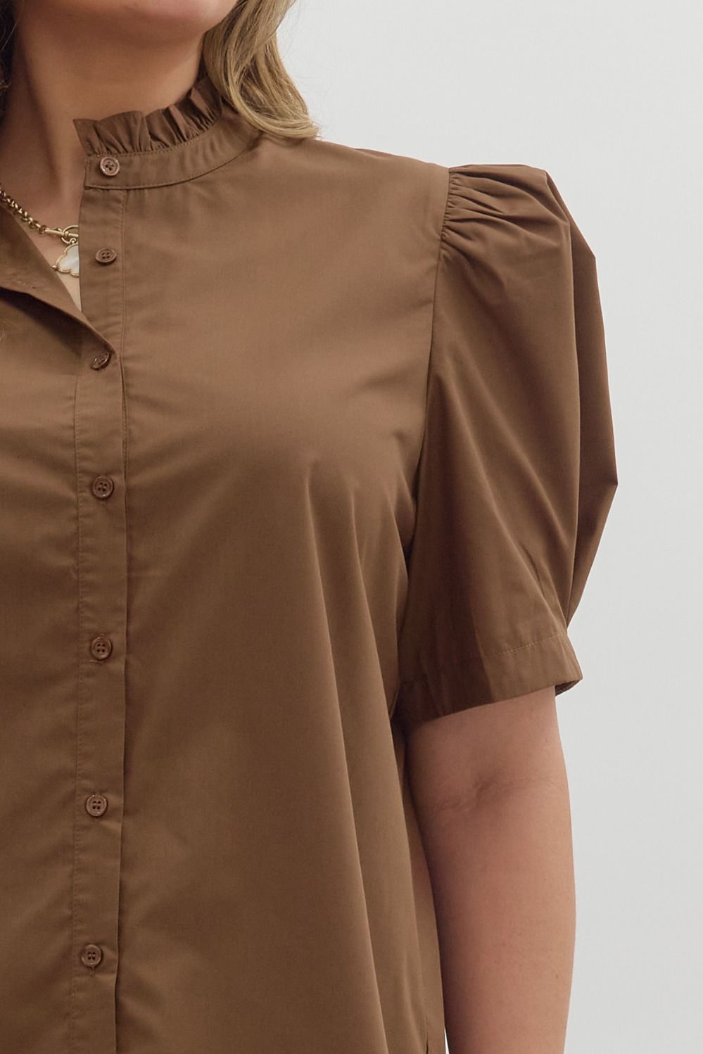 Puff Sleeve Solid Blouse